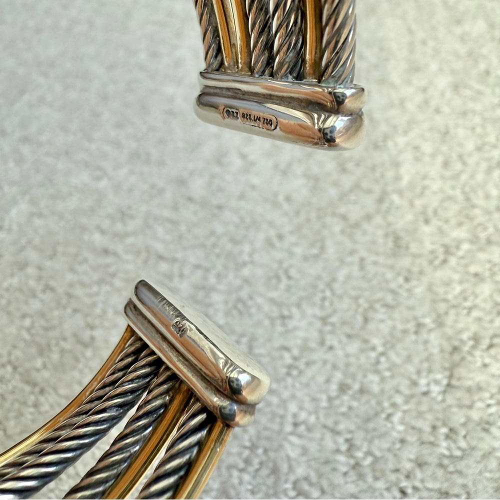 David Yurman Two-Tone 7-Strand Crossover Cuff Bracelet 18K Gold Silver - Picture 5 of 7